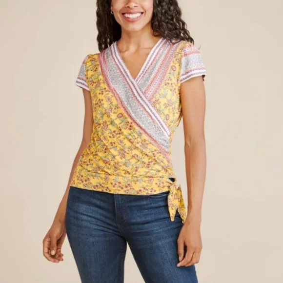 Short Sleeve Floral Wrap Shirt - Picture 1 of 1